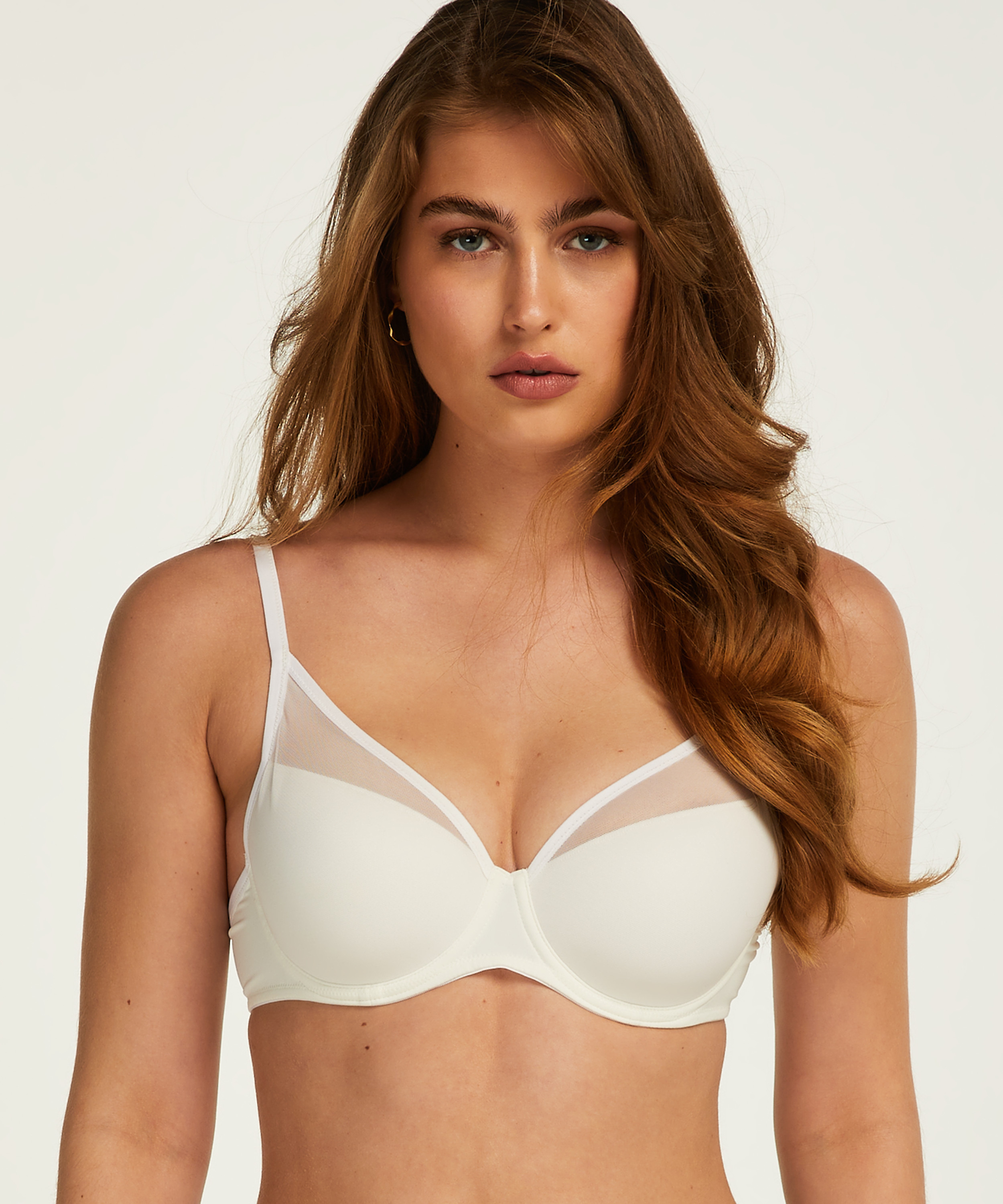 Soutien-gorge à armatures préformé en maille, Blanc, main