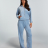 Pyjamahose aus Samt, Blau