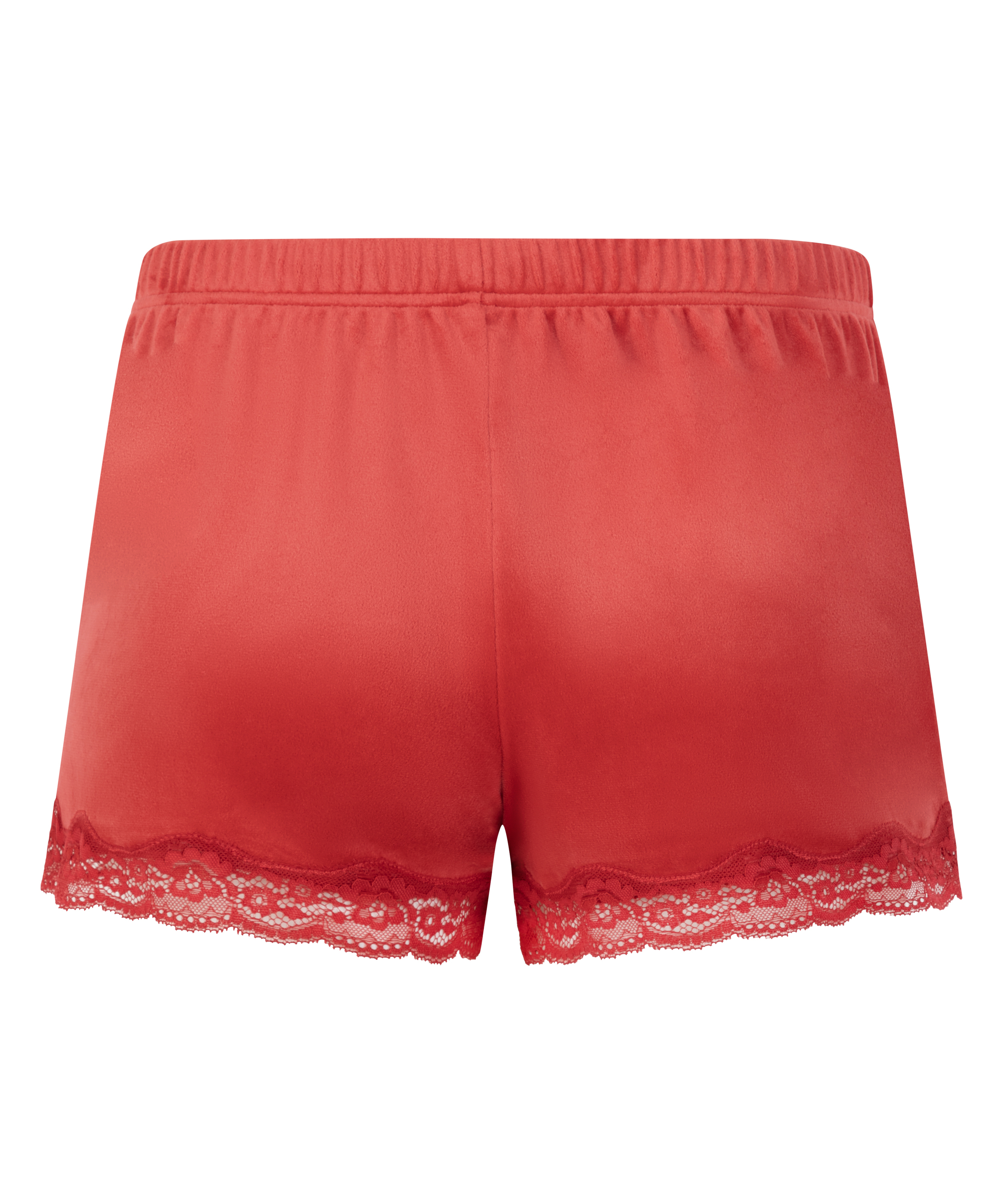 Shorts aus Velours mit Spitze, Rot, main