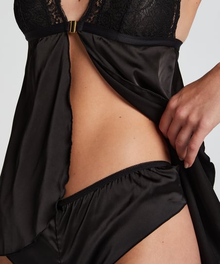 Babydoll Satin Mariah, Schwarz