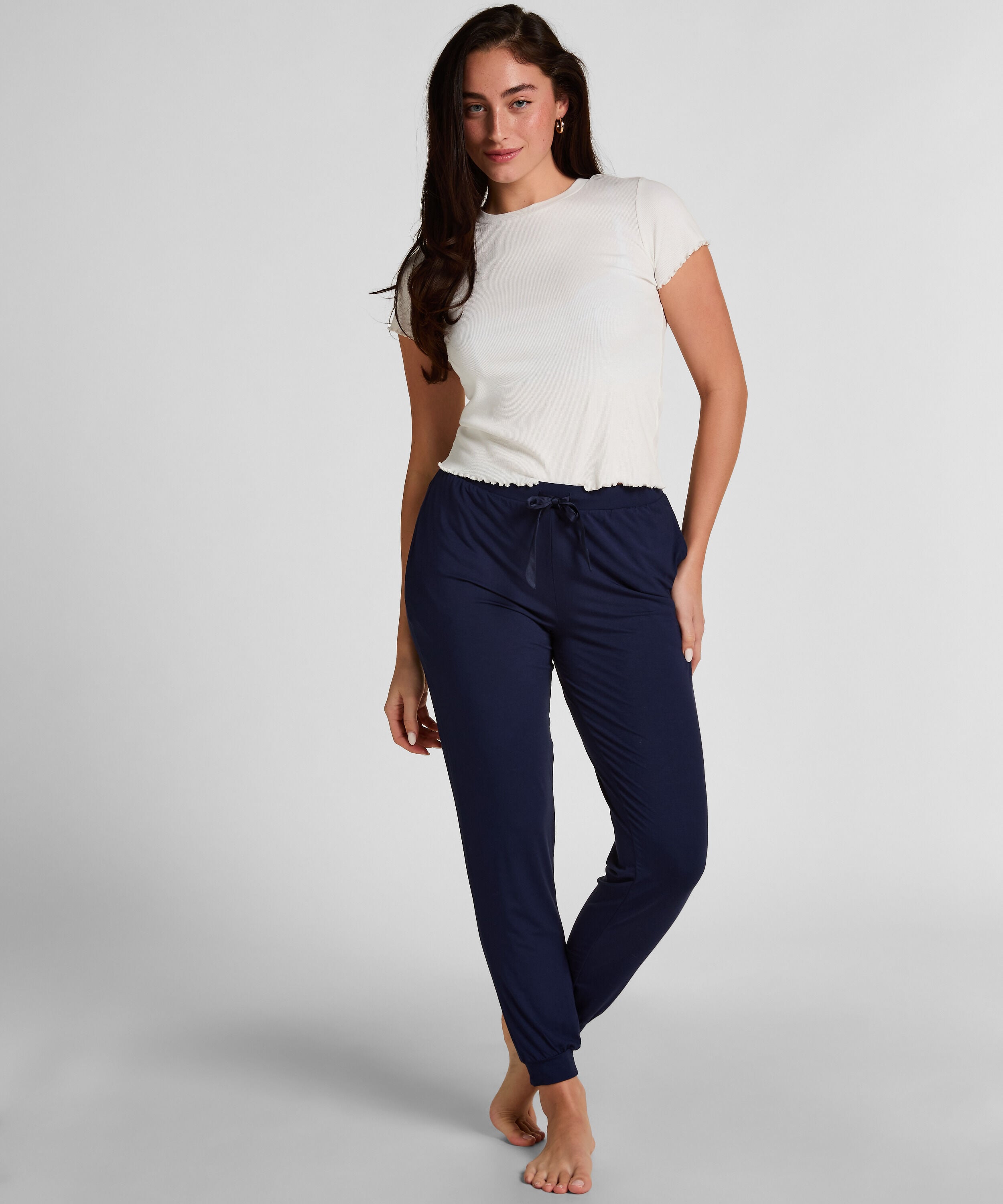 Pyjamahose Jersey, Blau