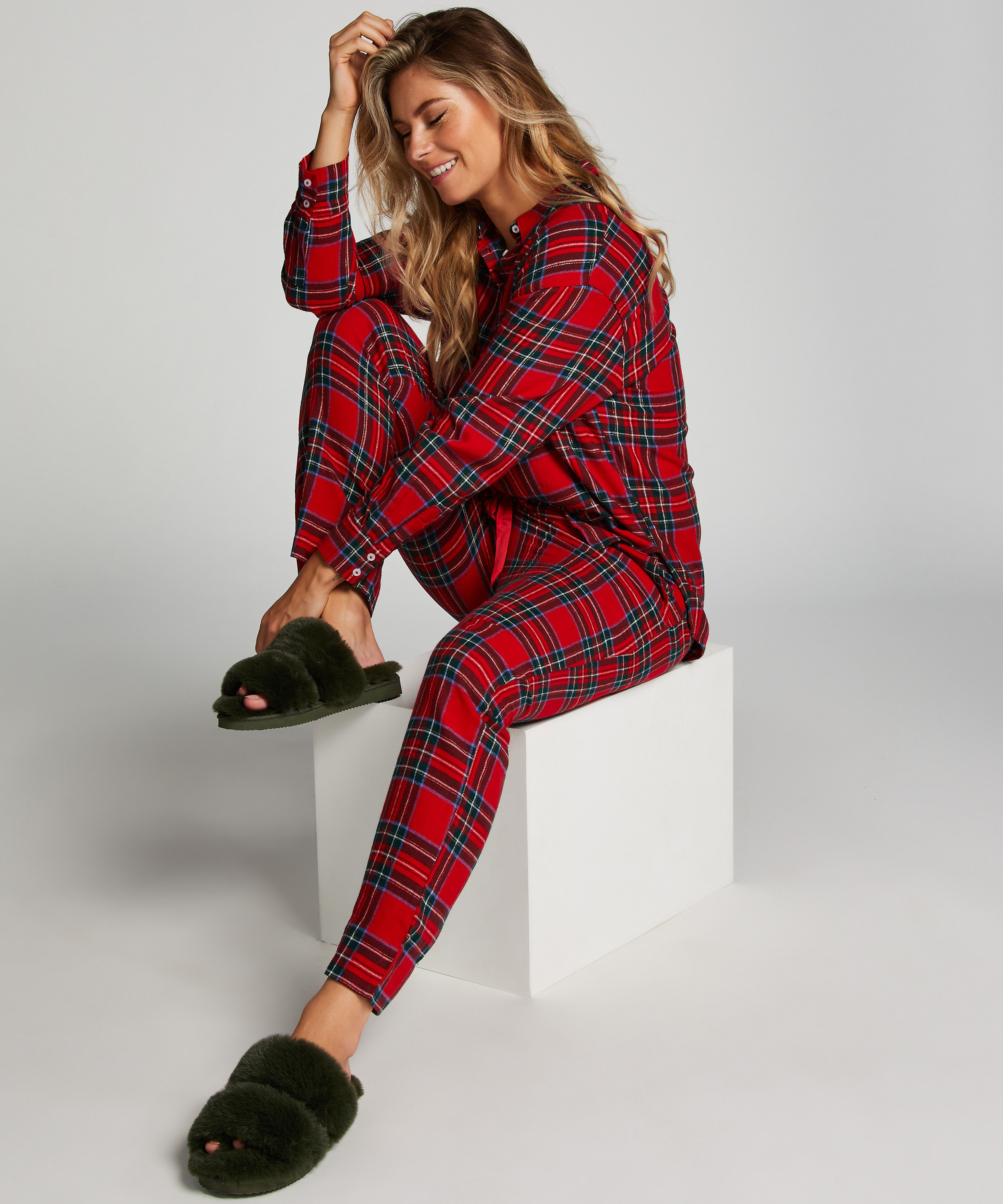 Tall Pyjamahose aus Flanell, Rot, main