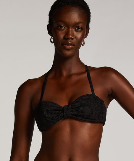 Haut de bikini bandeau Crinkle, Noir