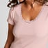 Geripptes Pyjamaset mit Spitze, Rose