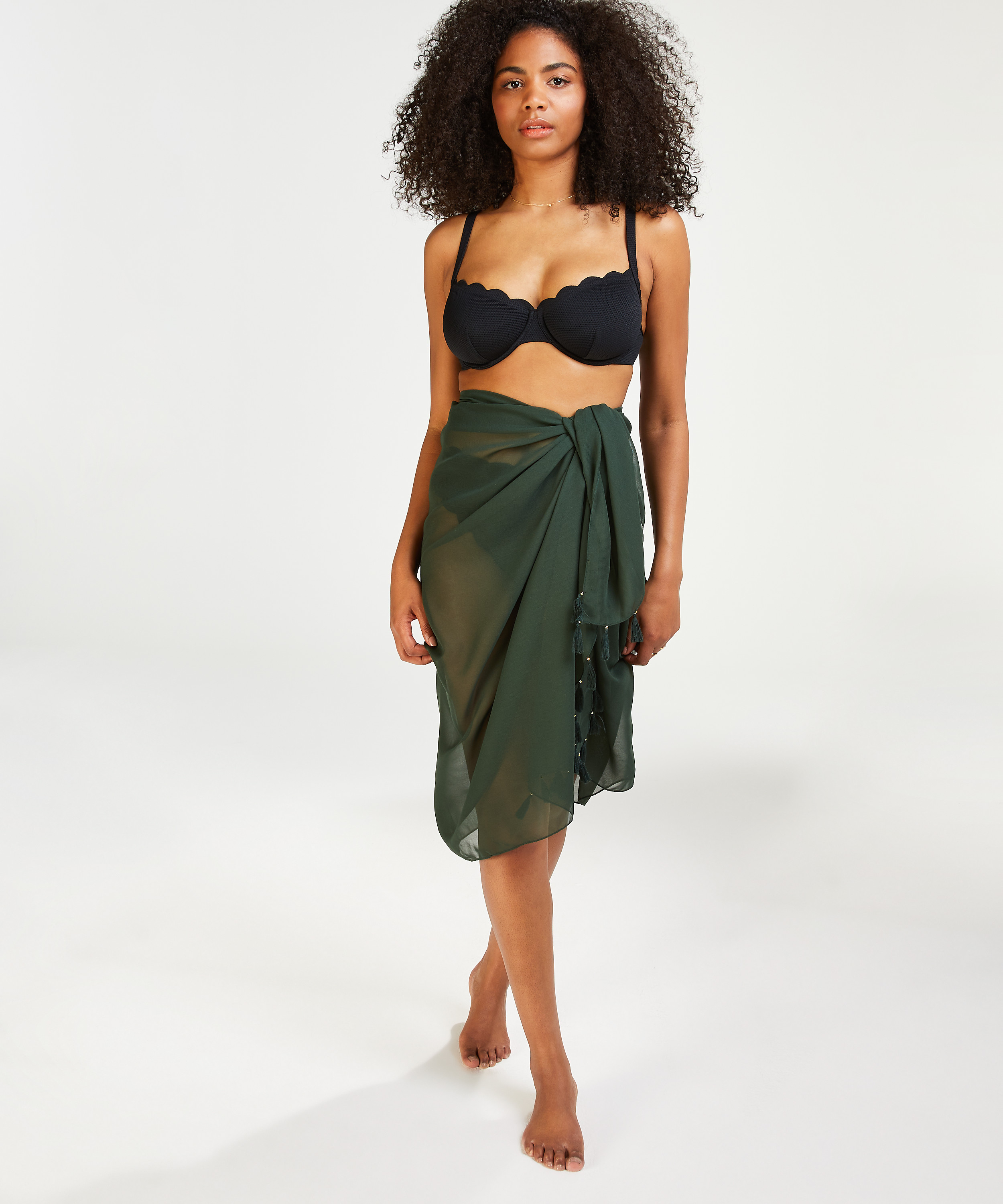 Paréo chiffon, Vert, main