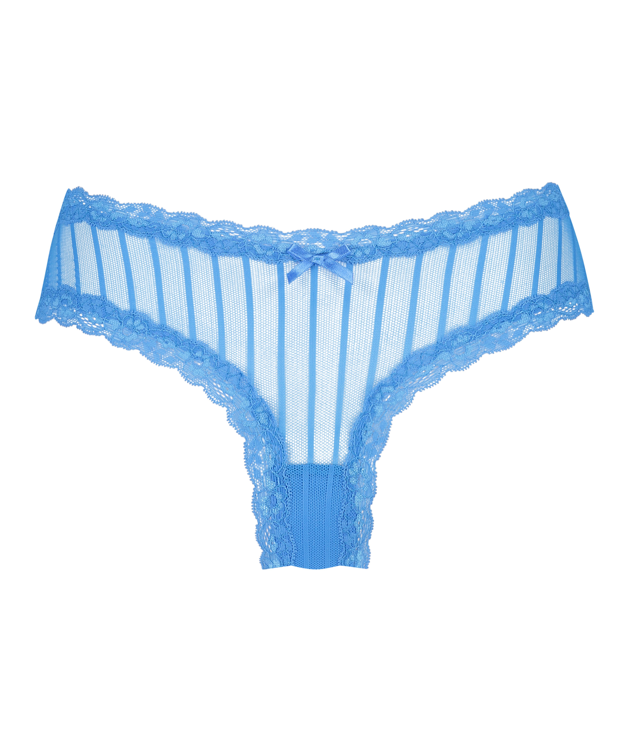 Slip brésilien V-shape mesh, Bleu, main