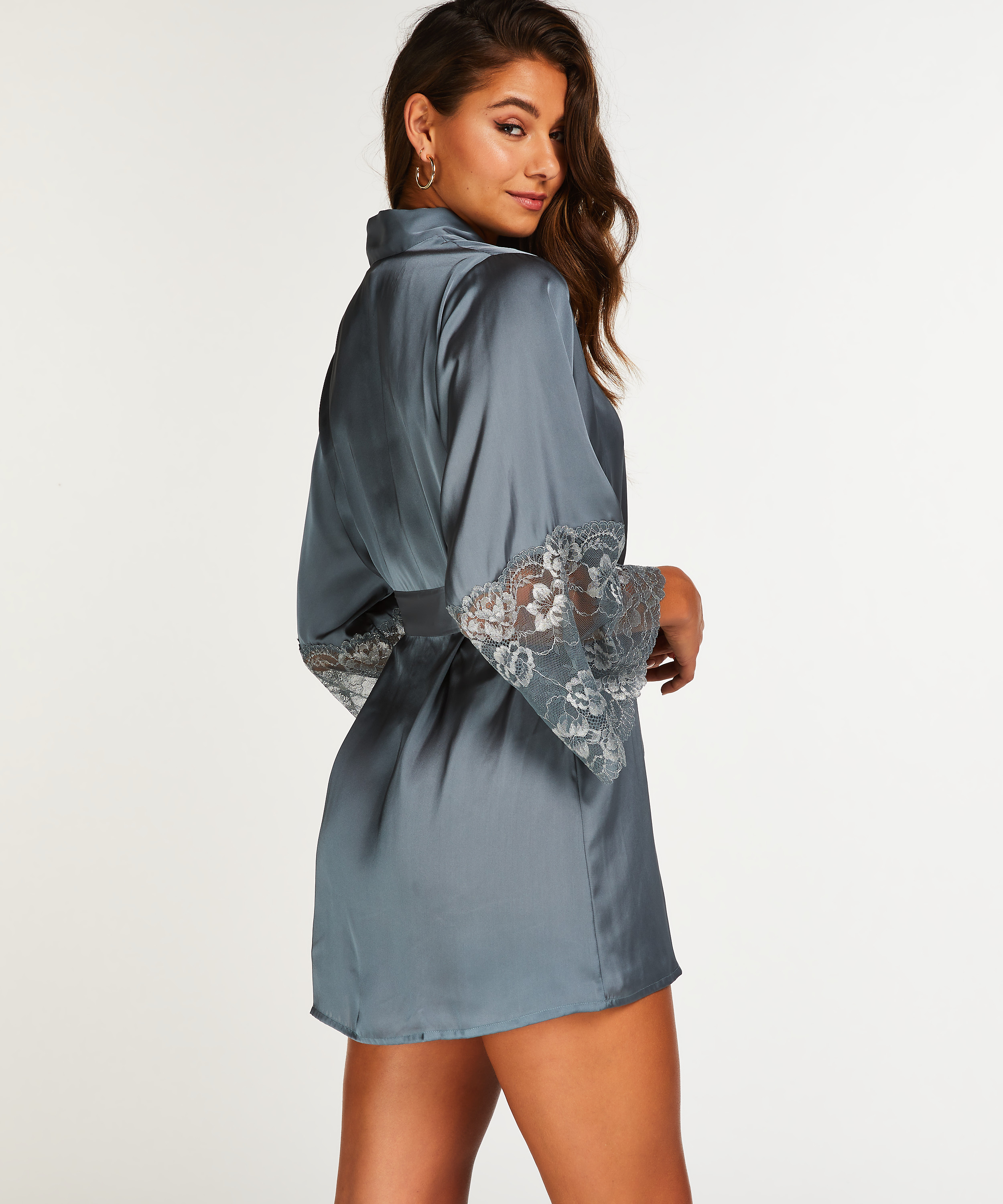 Kimono Satin, Blau, main