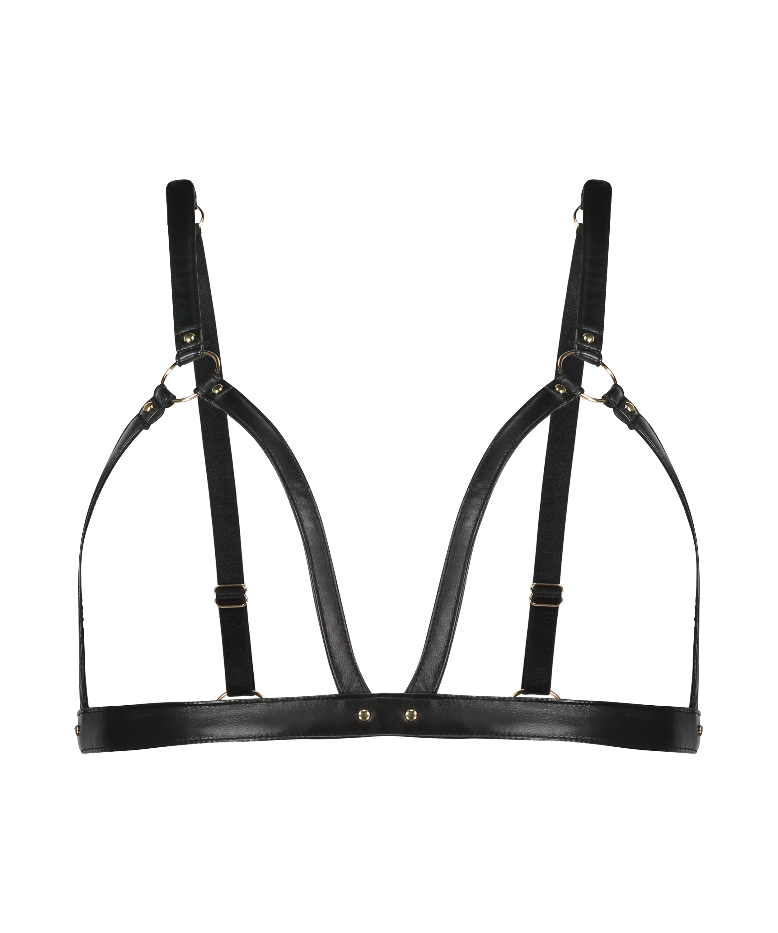 Brassière en faux cuir, Noir, main