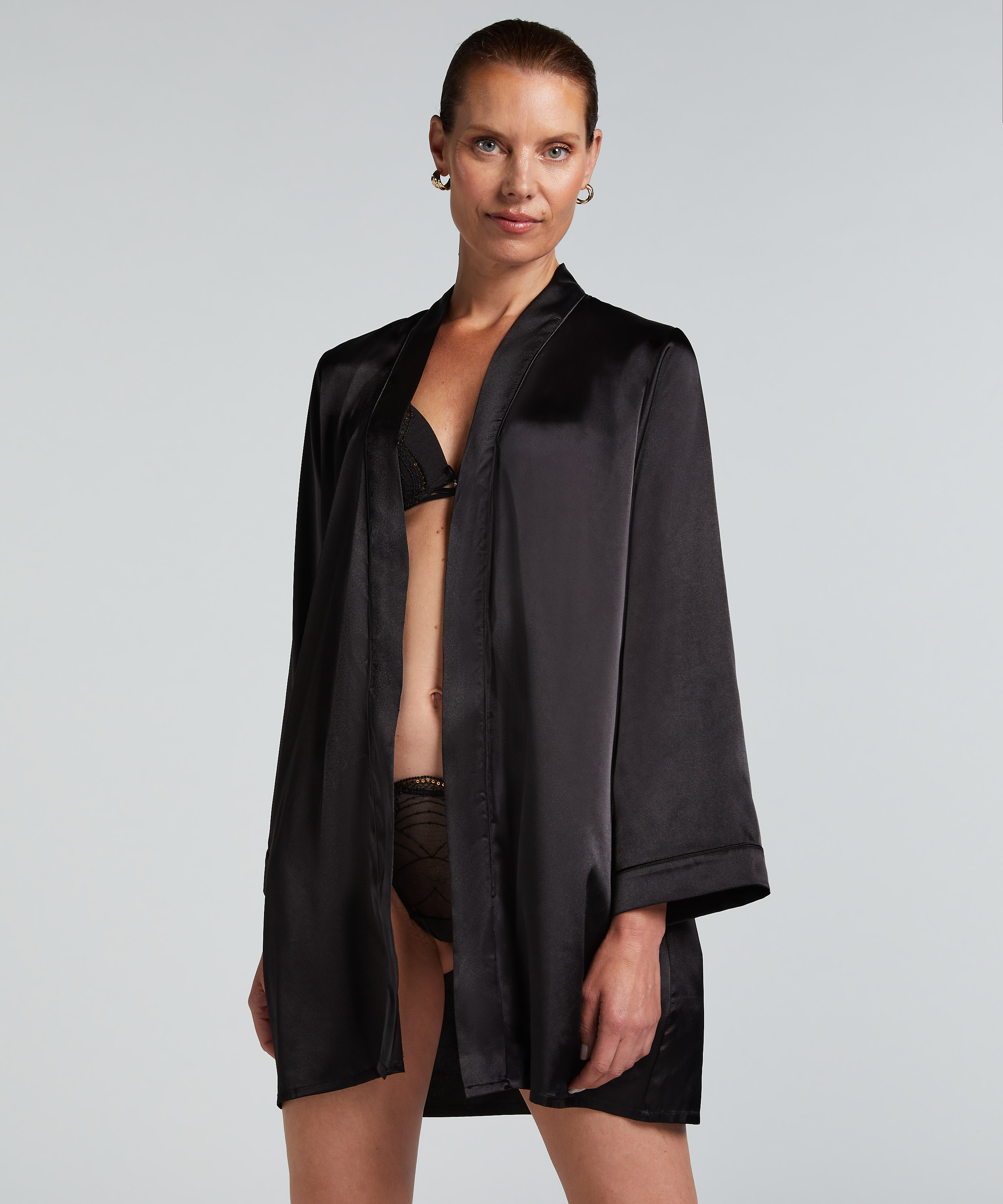 Kimono Satin, Schwarz, main