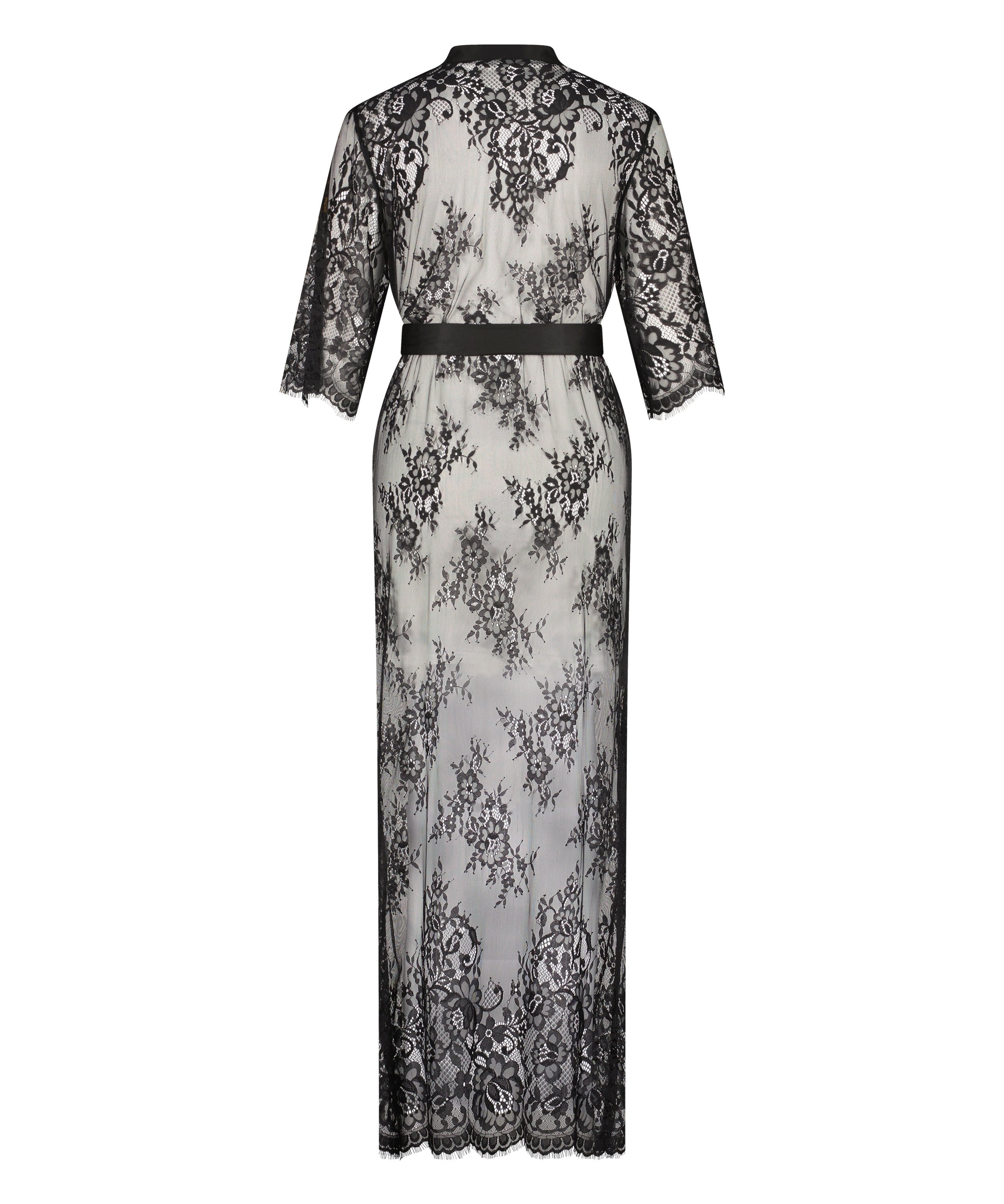 Long Kimono Allover Lace, Noir, main