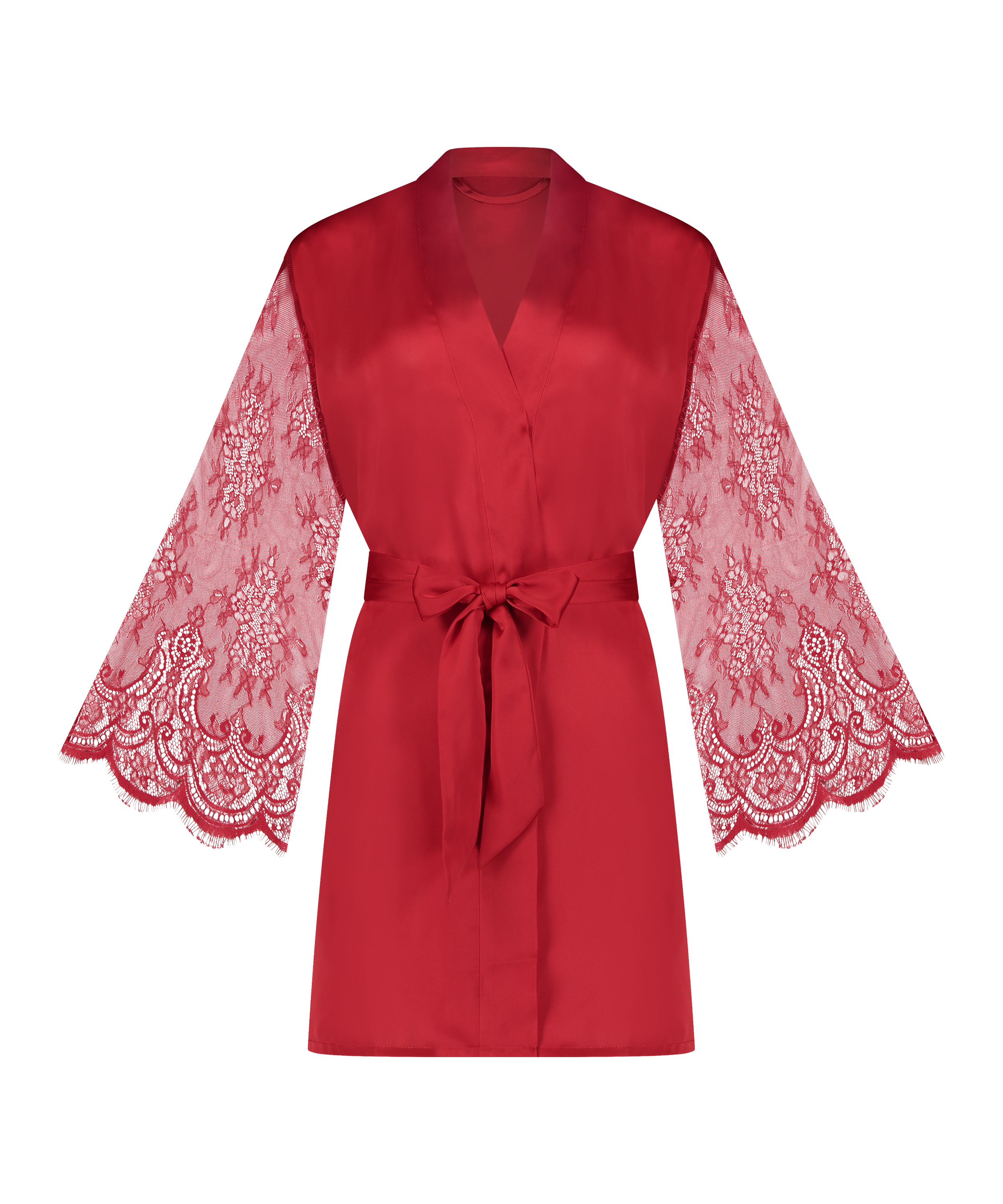 Kimono Satin und Spitze, Rot, main