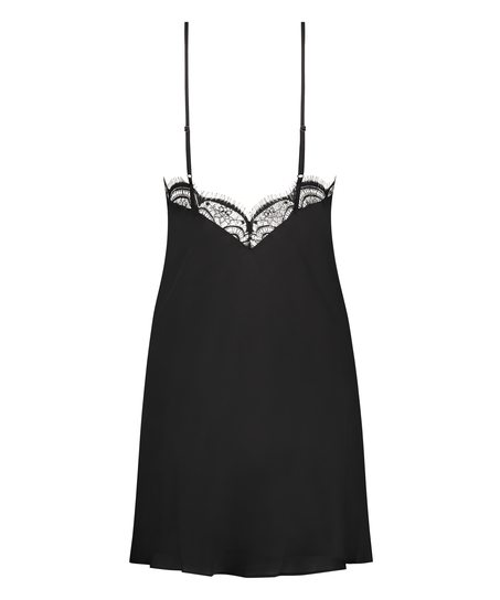 Slipdress Satin, Schwarz
