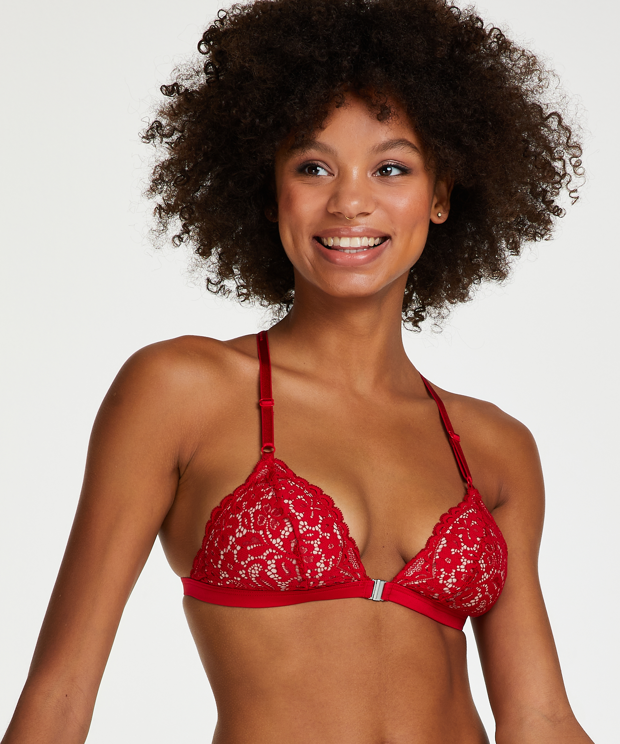 Brassi&egrave;re triangulaire moul&eacute;e Rose, Rouge, main