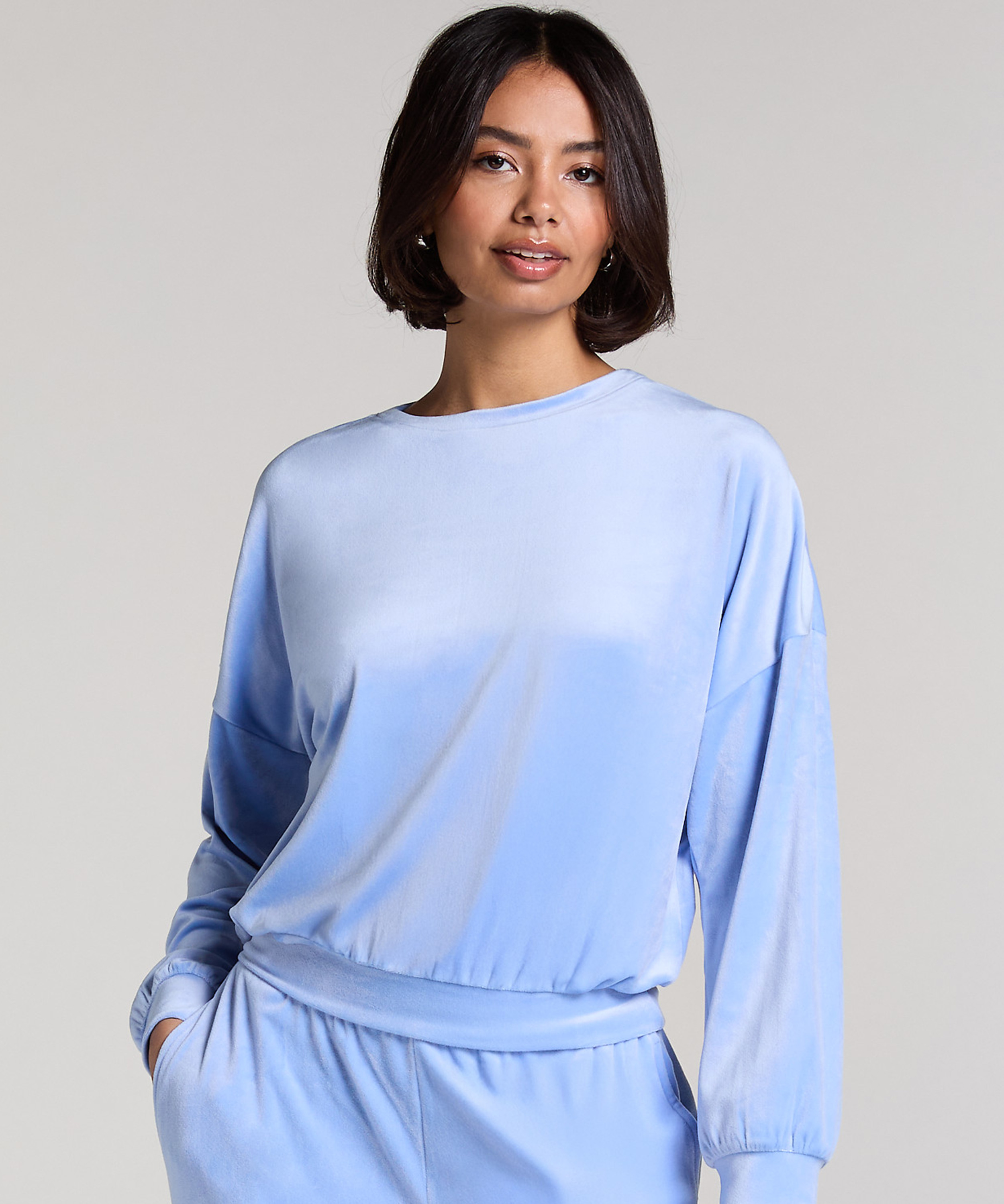 Velours Top, Blau, main