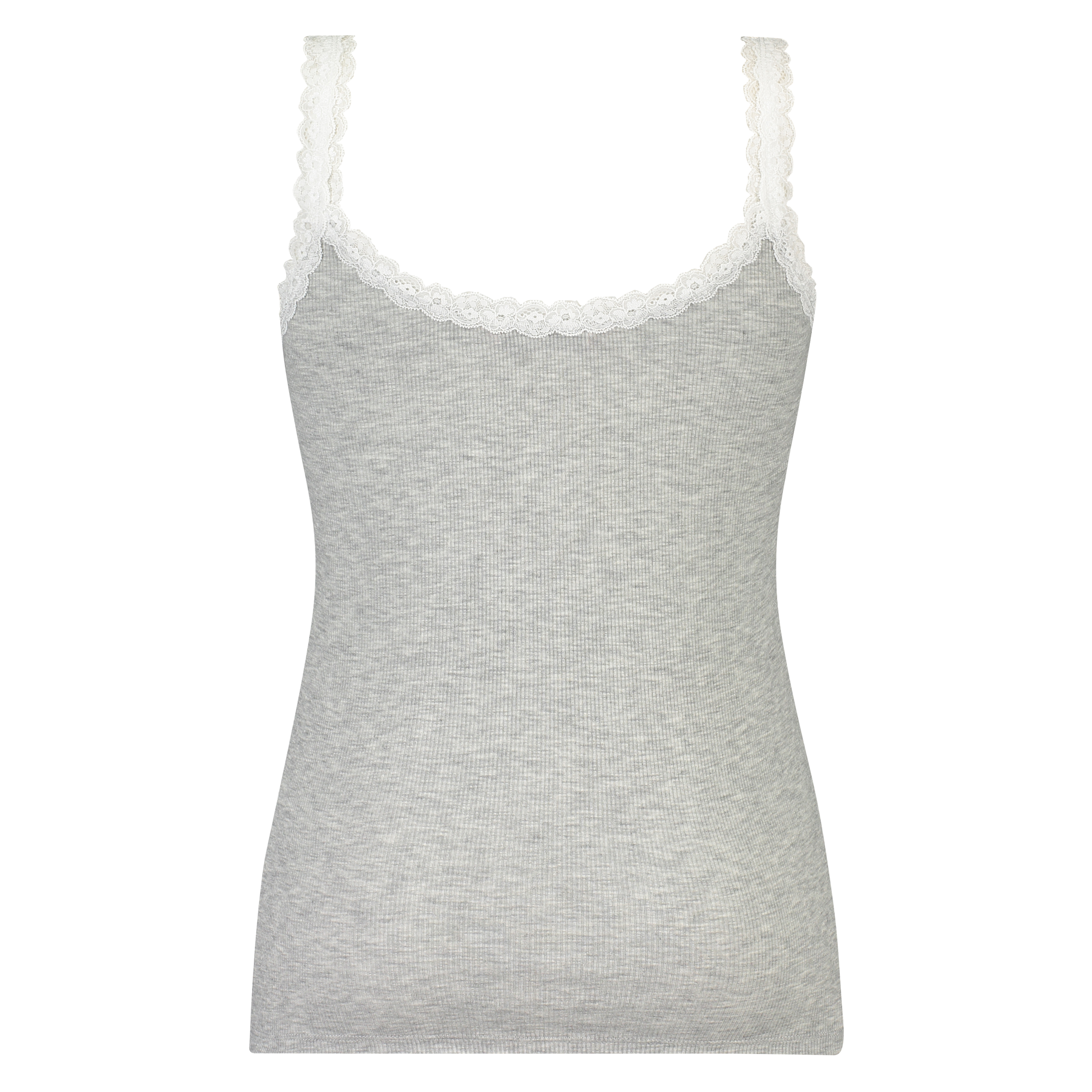Singlet top cami rib lace, Grau, main