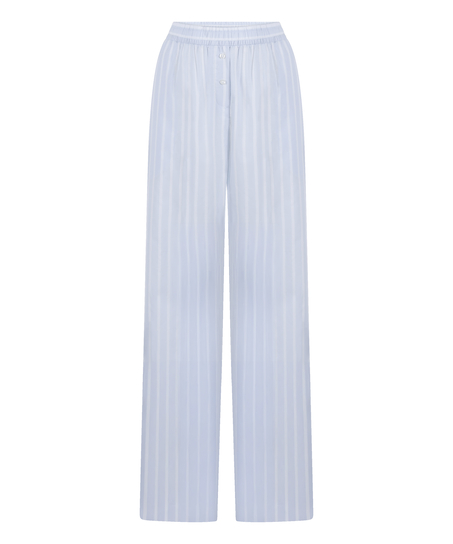 Pantalon en coton tiss&eacute; &agrave; rayures, Bleu