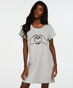 Nachthemd Rundhals, Grau