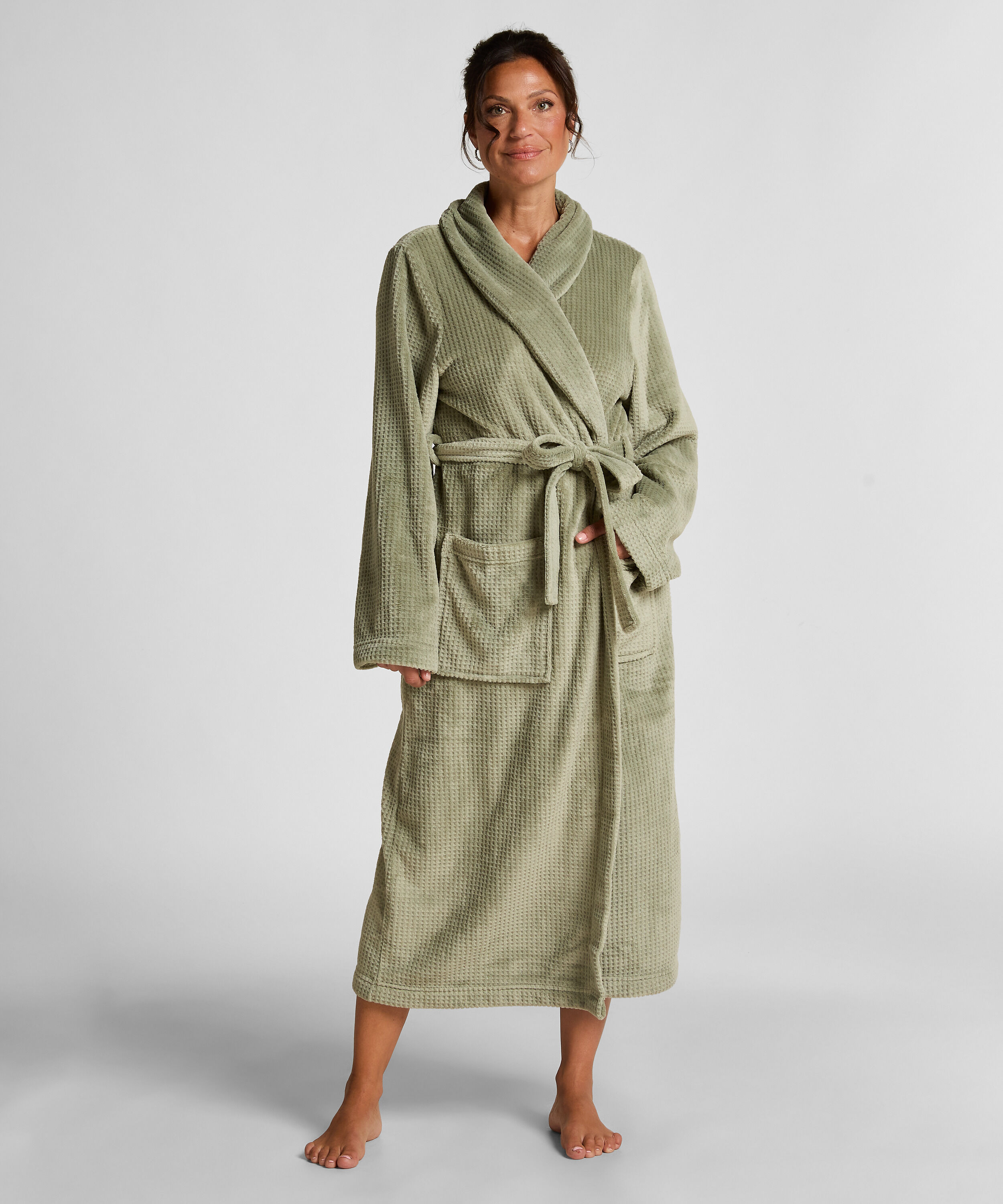 Fleece-Bademantel, Grün