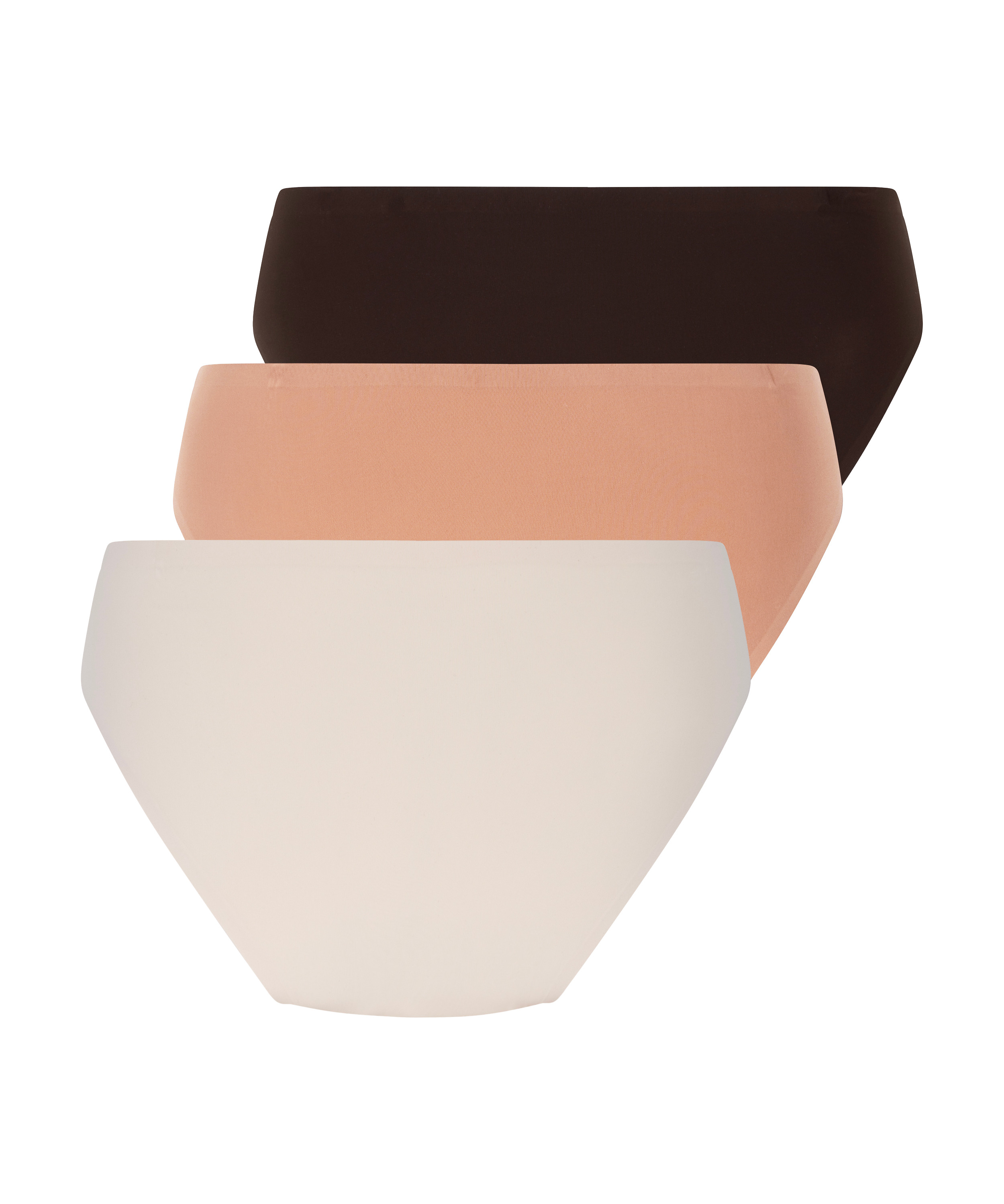 Lot de 3 slips brésiliens invisibles, marron, main