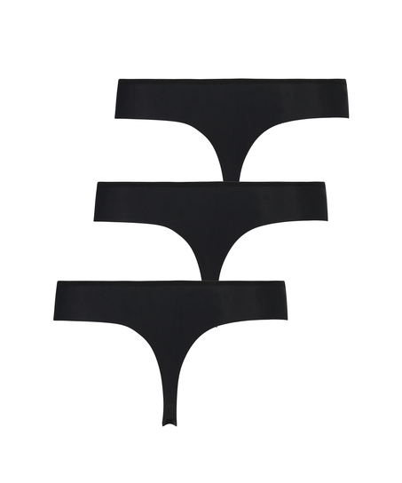 Lot de 3 strings invisibles, Noir