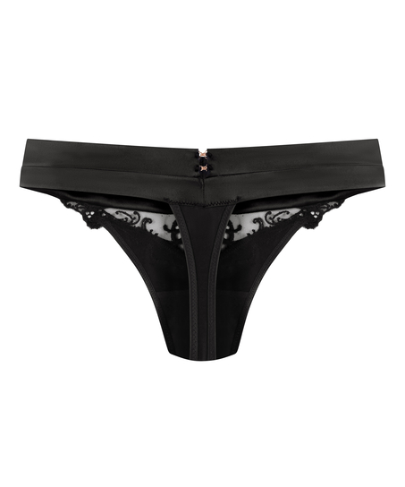 String mit hohem Beinausschnitt Sveta, Schwarz