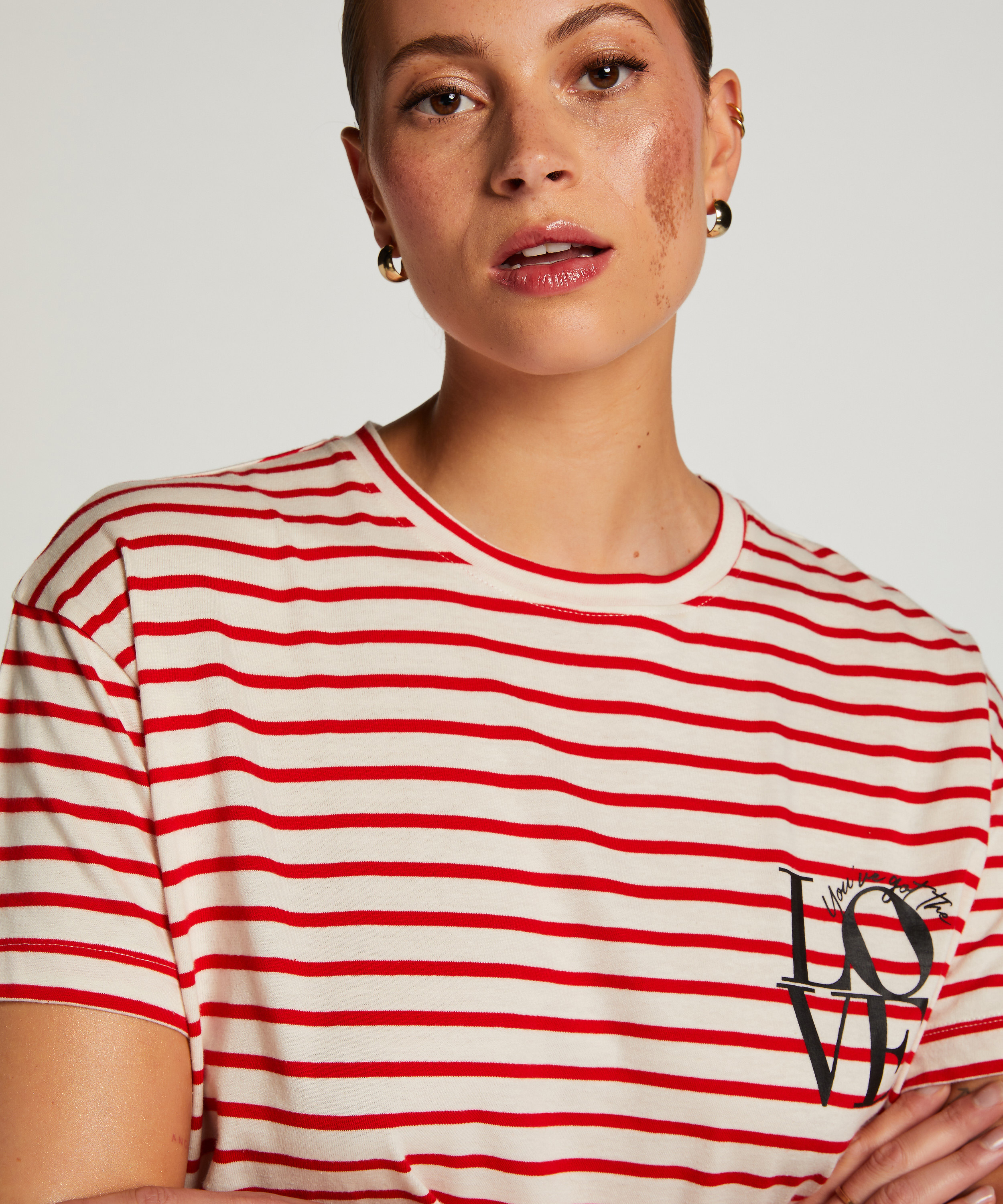 Nachthemd Rundhalsausschnitt, Rot, main