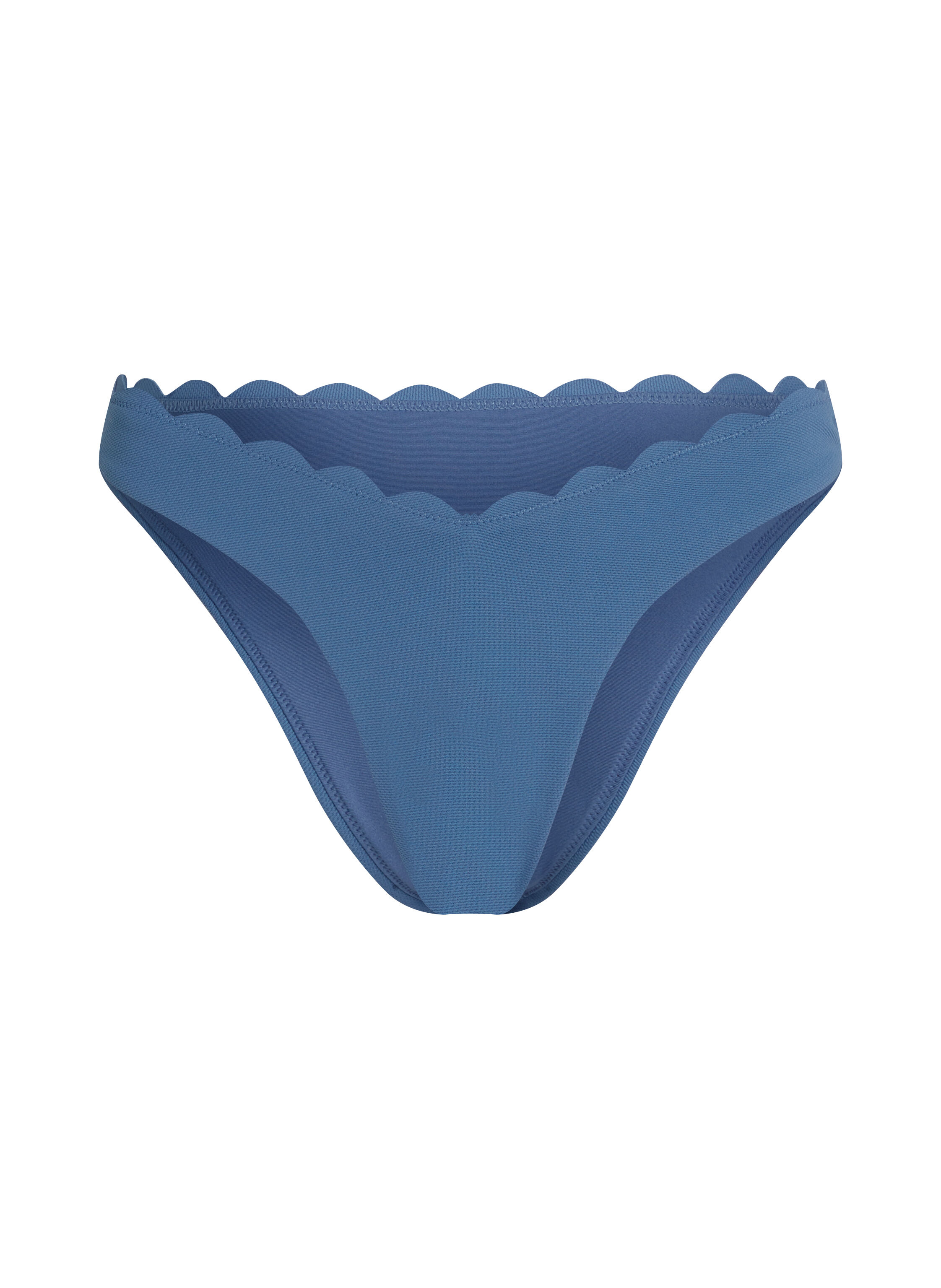 Bikini Slip mit hohem Beinausschnitt Scallop, Blau