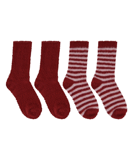 2 Paar Socken Cosy, Rot