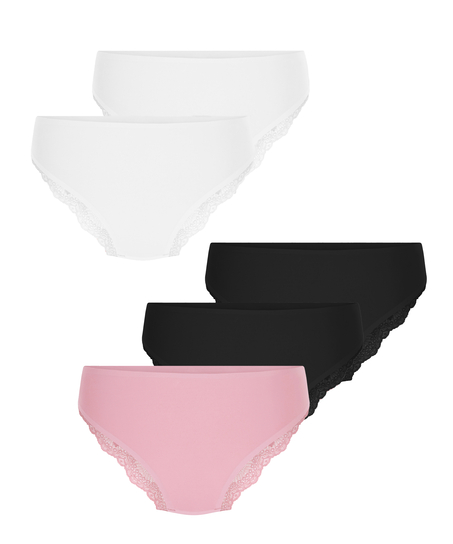Lot de 5 slip brésilien invisible Lace Back, Rose
