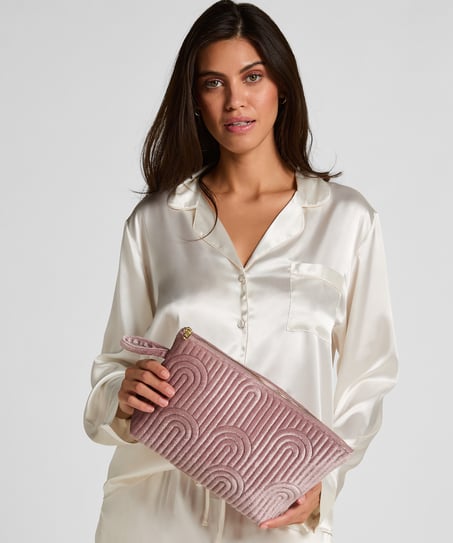 Gro&szlig; Kosmetiktasche aus Velours, Lila