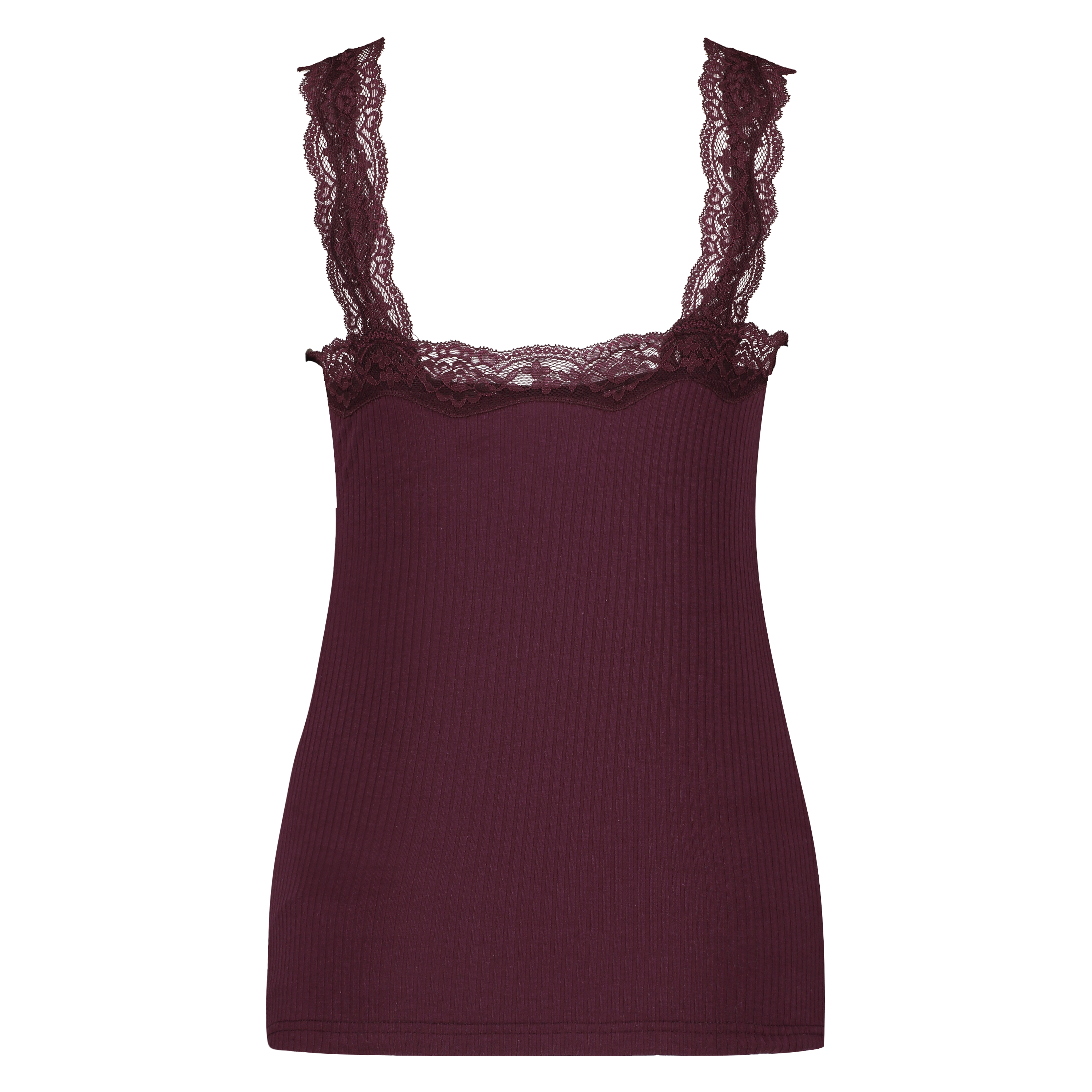 Camisole dentelle Top Rib, Rouge, main