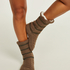 Chaussettes en tricot lurex, marron