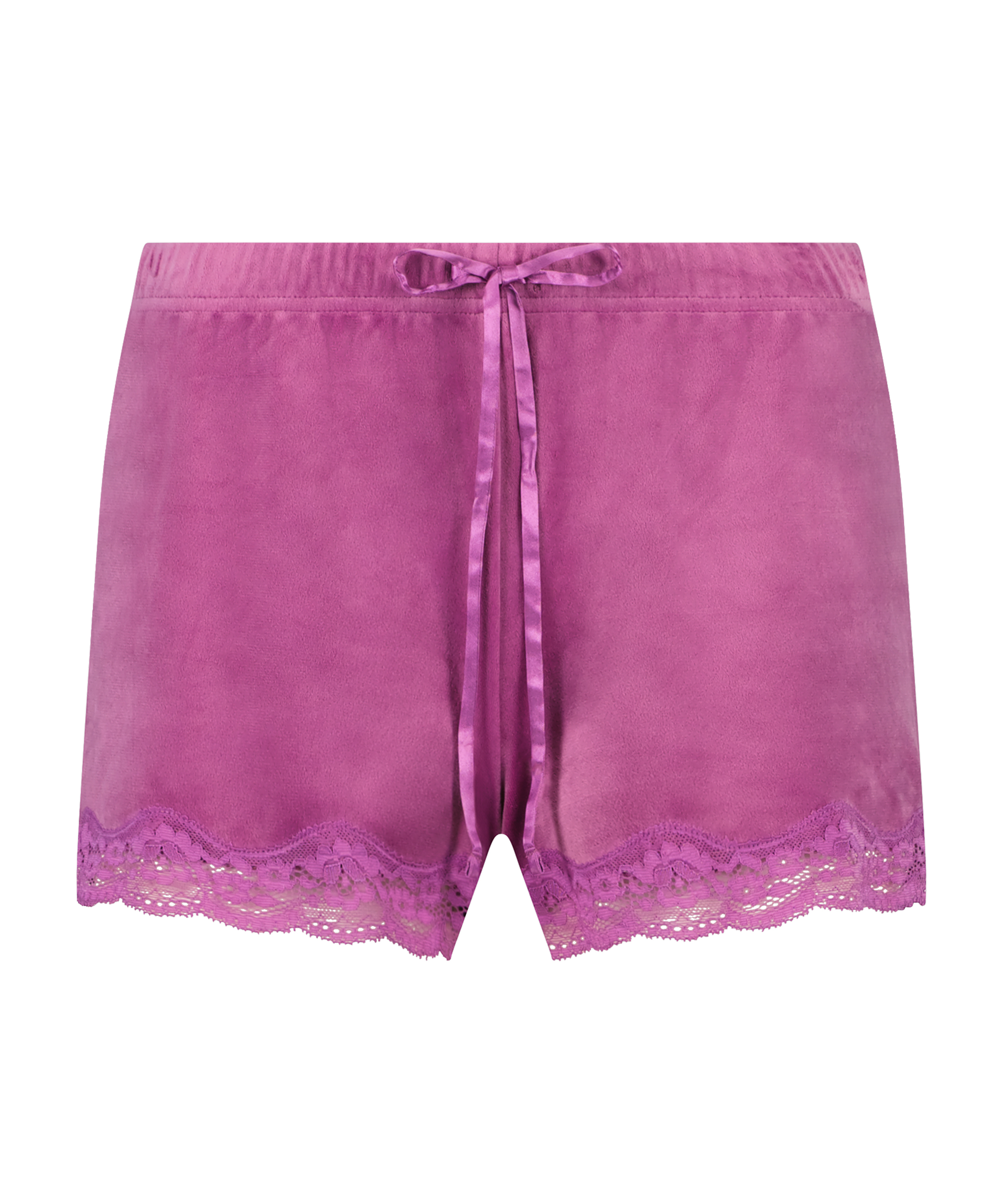 Shorts aus Velours mit Spitze, Lila, main