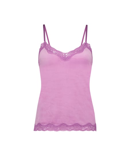 Camisole velours Dentelle, Rose