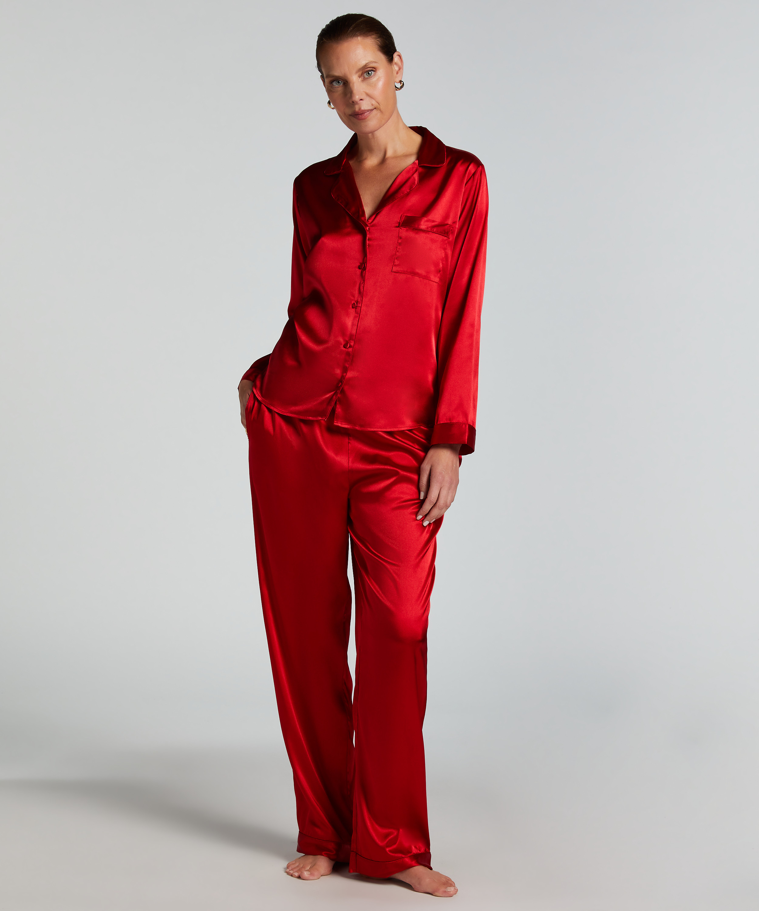 Veste à manches longues Satin, Rouge, main