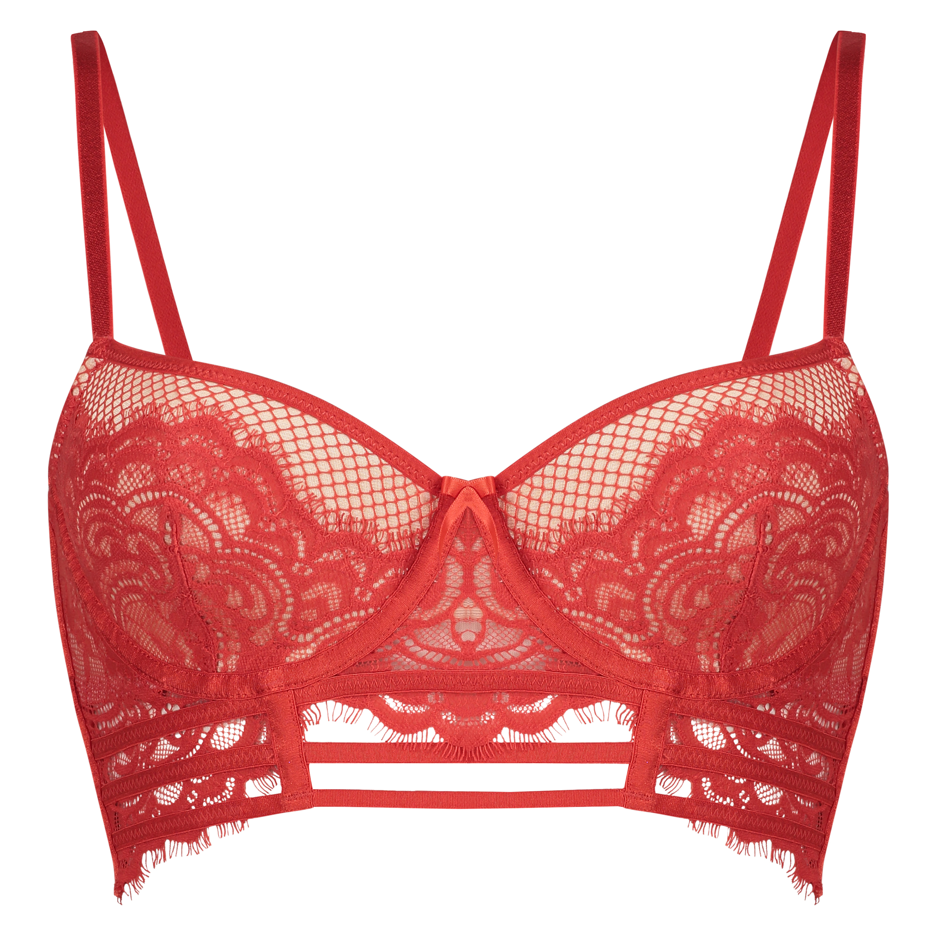 Soutien-gorge &agrave; armatures pr&eacute;form&eacute; longline Yves, Rouge, main