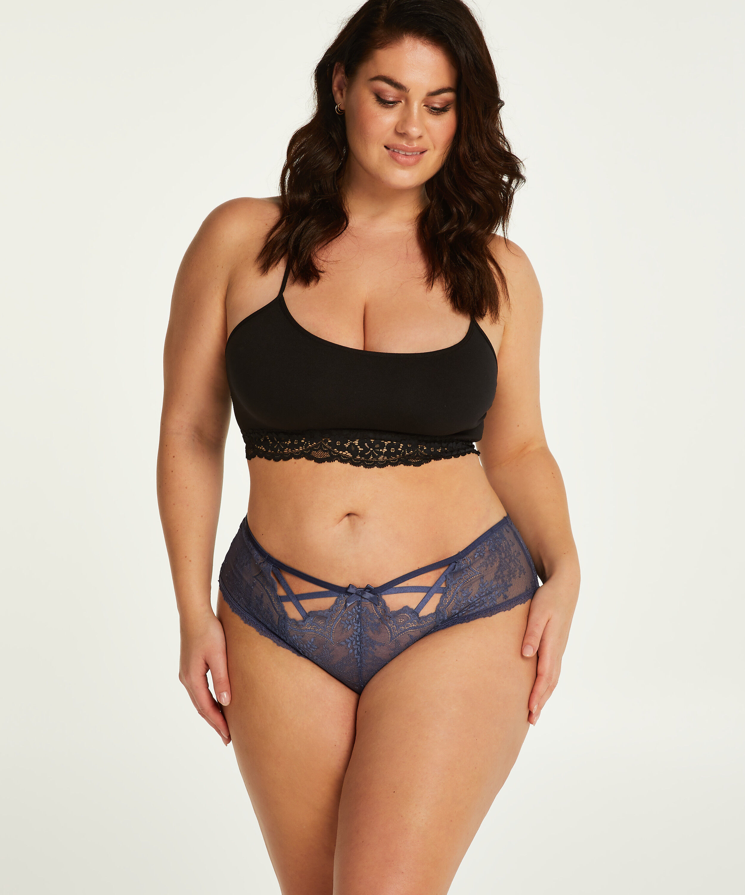 Slip br&eacute;silien Lacey Curvy, Bleu