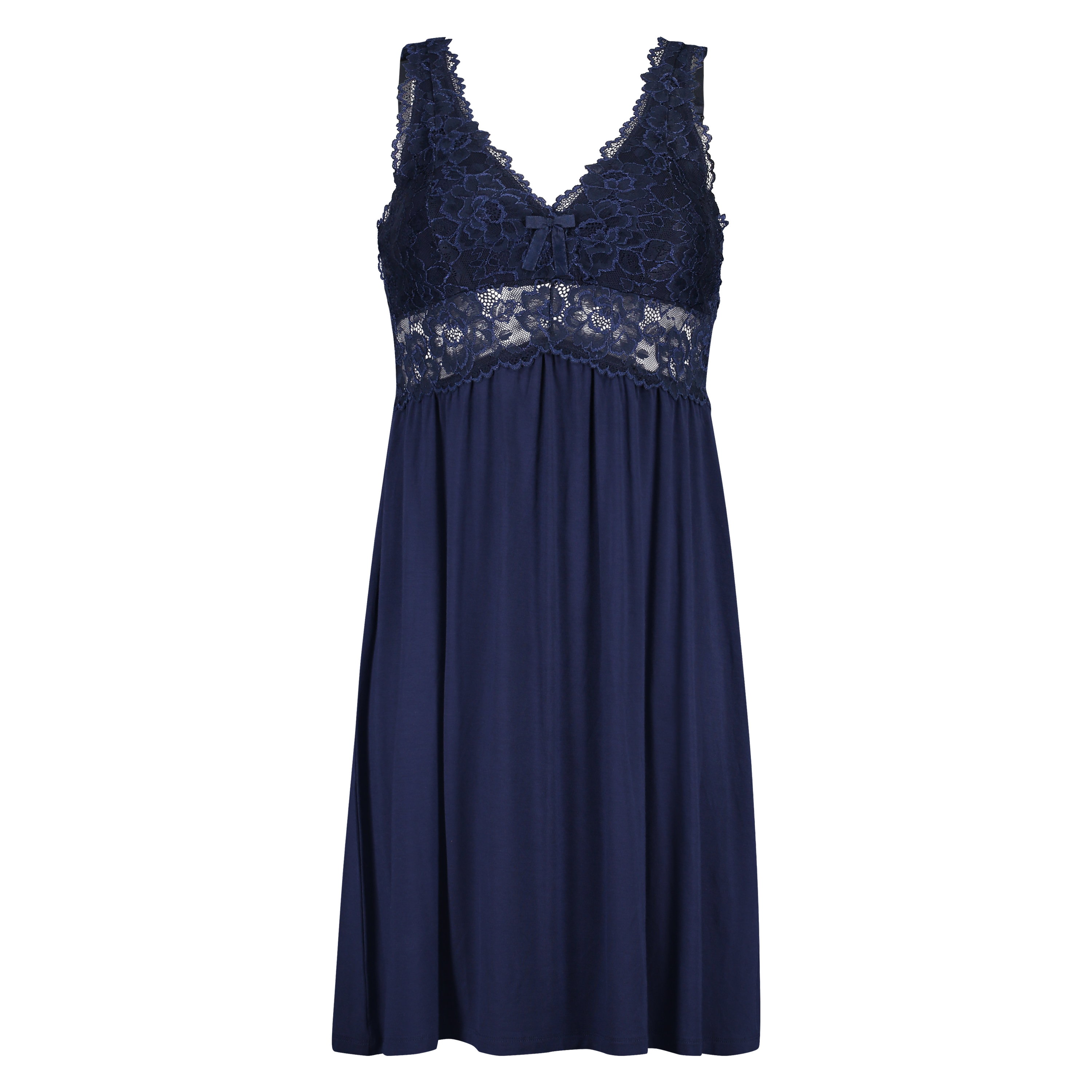 Slipdress Modal Lace mit Spitze, Blau, main