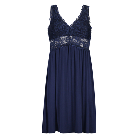 Slipdress Modal Lace mit Spitze, Blau