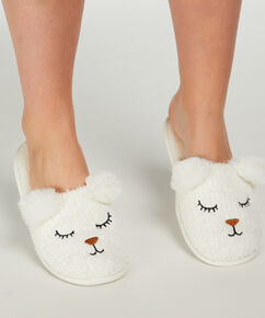 Pantoufles Ourson, Blanc