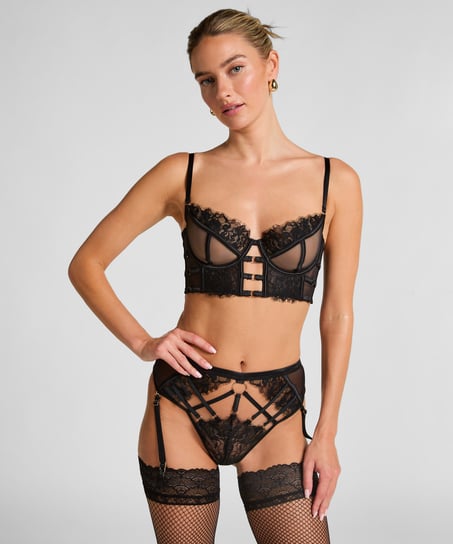 Soutien-gorge à armatures non-rembourré longline Nienke, Noir