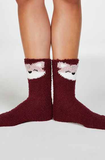 Hunkemöller Lot de 2 Paires de Chaussettes Cosy Rouge