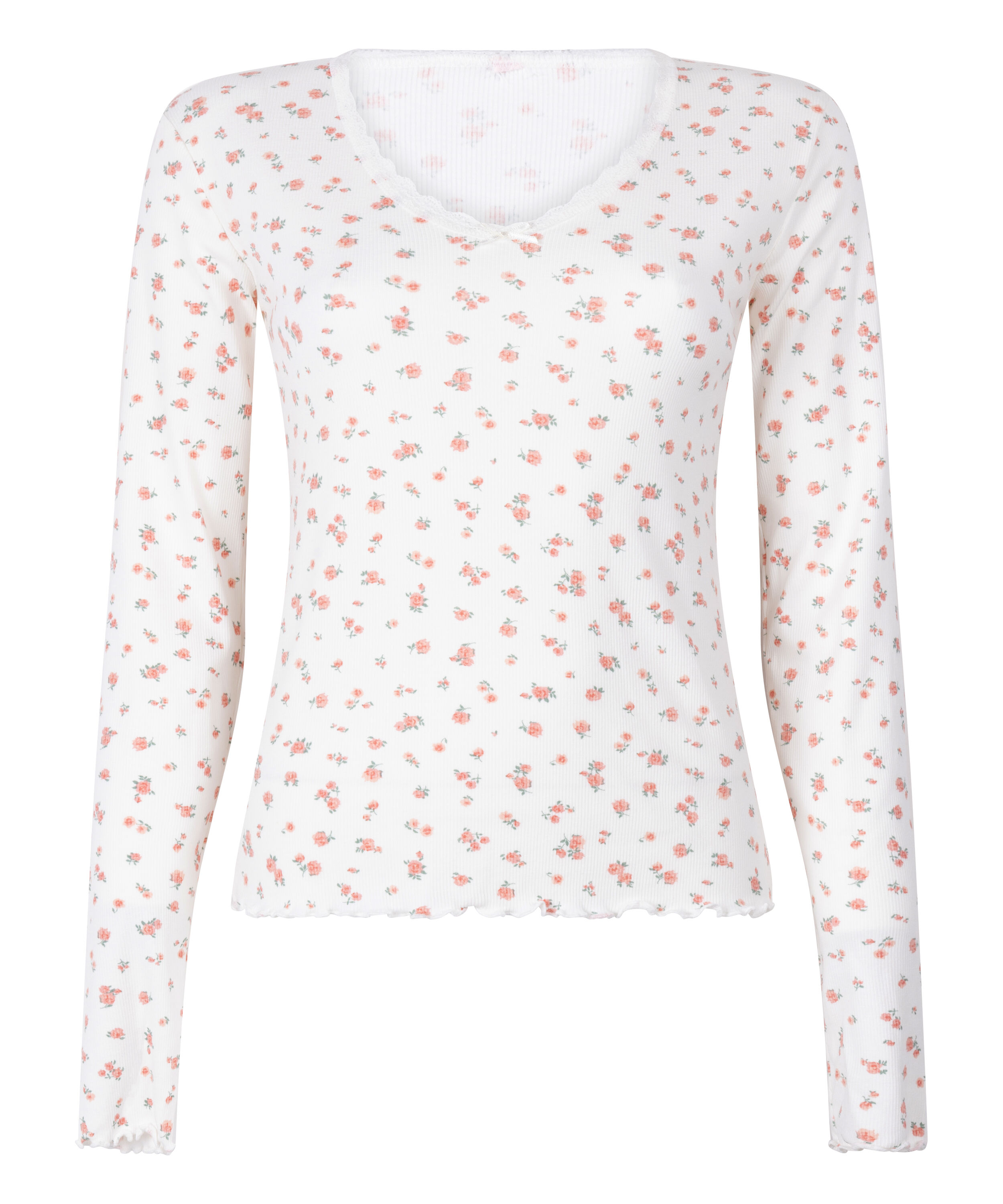 Geripptes Pyjamatop, Wei&szlig;