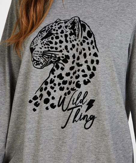 Chemise de nuit &agrave; d&eacute;collet&eacute; arrondi, Gris