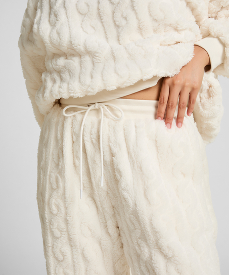 Jogger Cable Fleece, Weiß