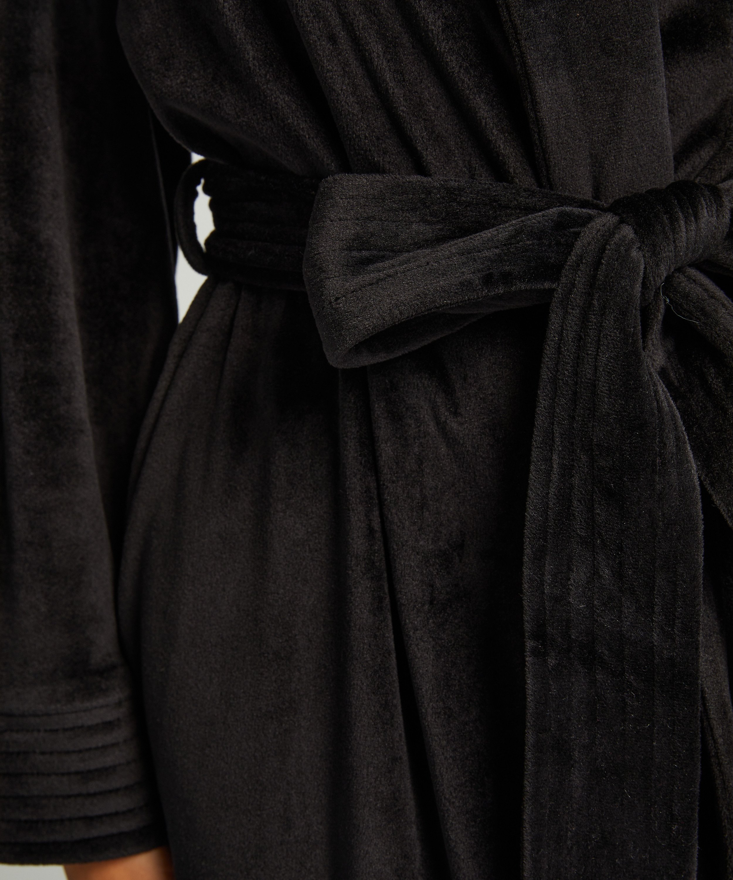 Kurzer Bademantel Velours, Schwarz, main