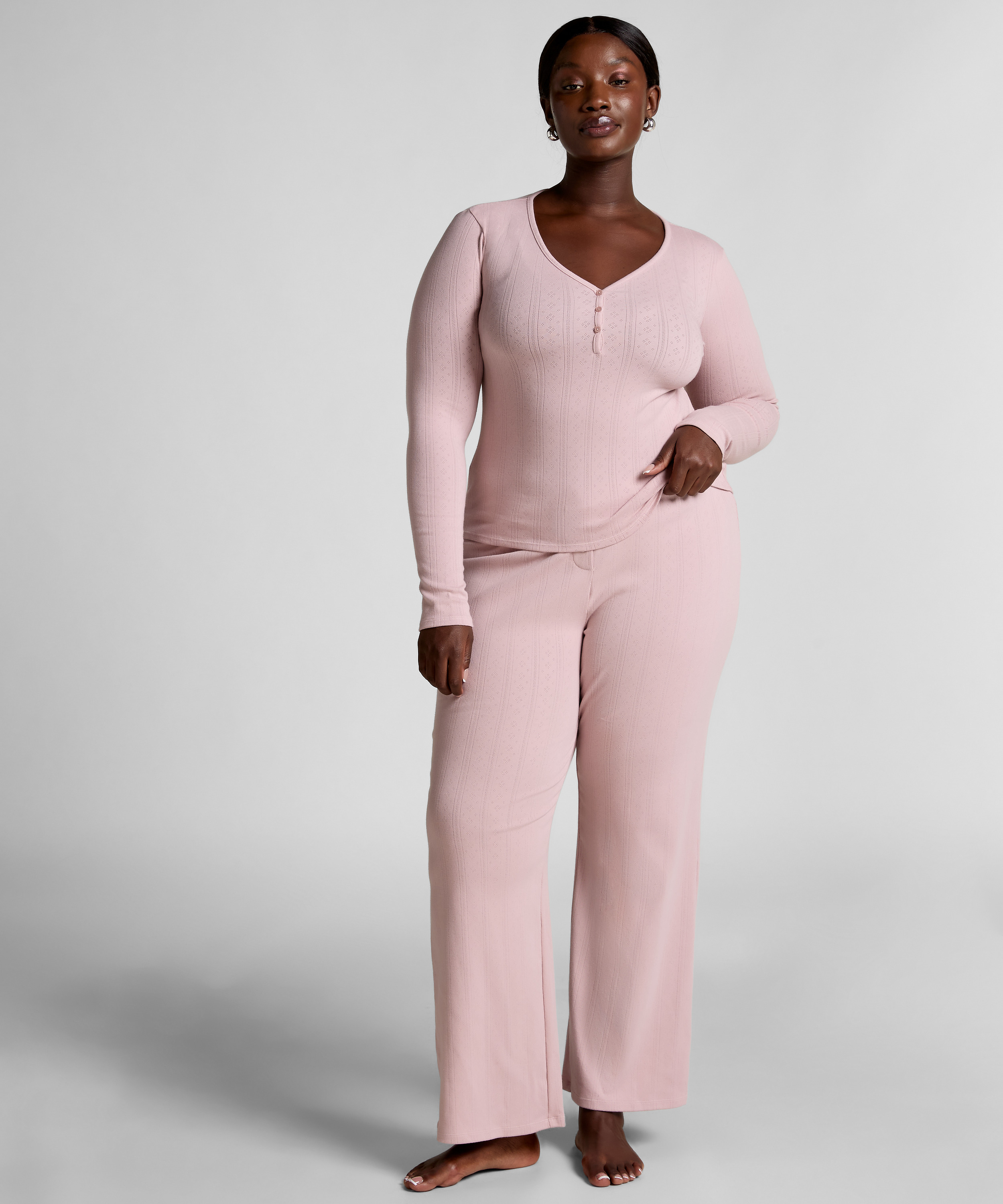 Pyjama-Oberteil Henley, Rose, main