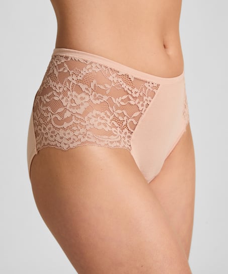 Superslip Midi aus Spitze, Beige