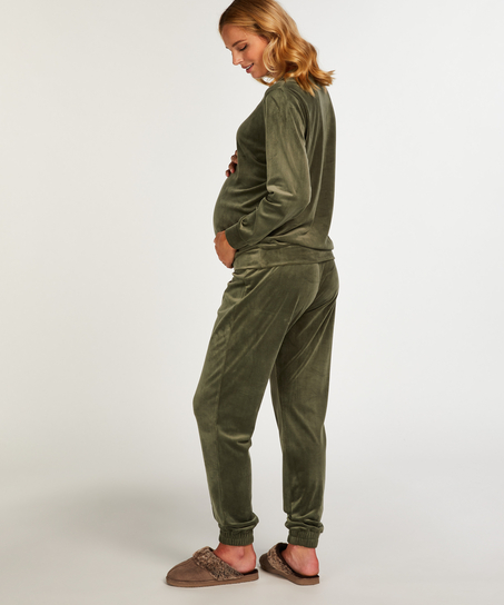 Pantalon de surv&ecirc;tement de maternit&eacute; Velours Pintuck, Vert