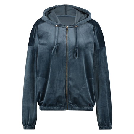 Hoodie-Jacke aus Samt, Blau